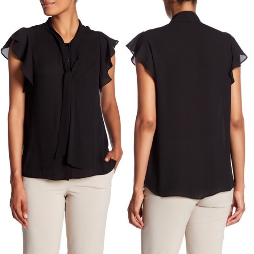 Catherine Malandrino Tie Flutter Sleeve Blouse New